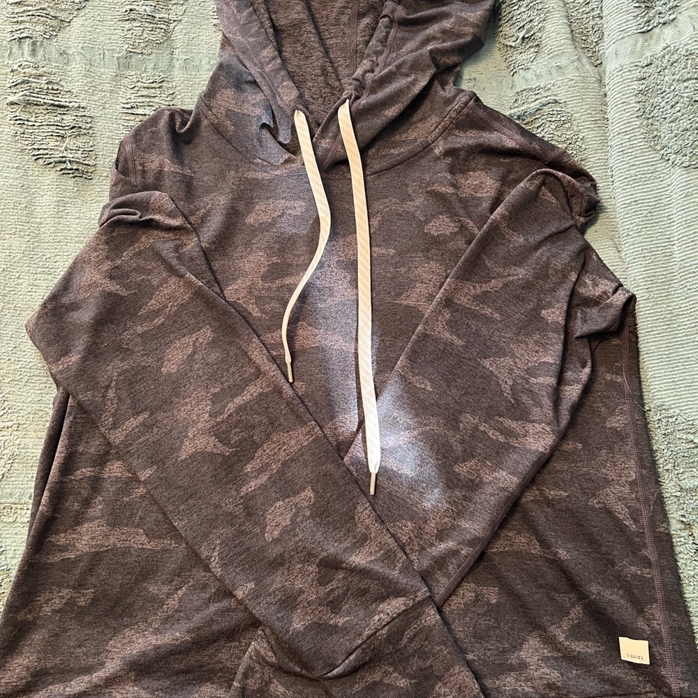 Camo Print Hoodie with Drawstrings